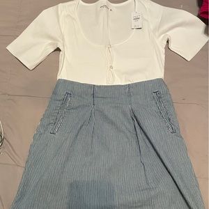 Outfit 2: Abercrombie Button Cutout Top & H&M Striped Skirt